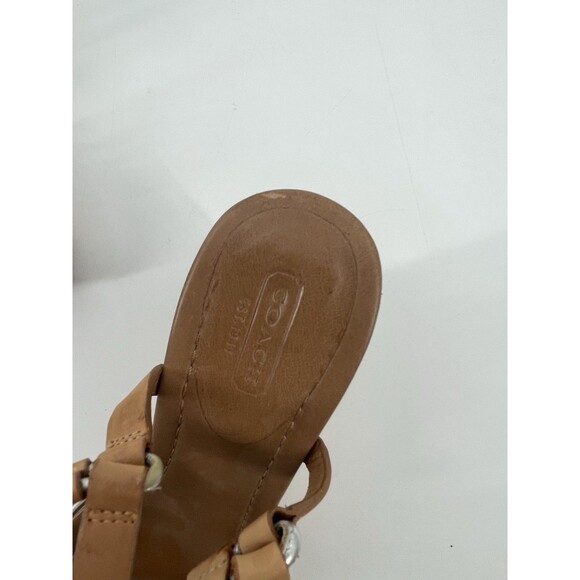 Coach Georgiana Womens Wedge Sandal Metallic Strappy Leather Platform Cork 6.5 - Picture 10 of 14